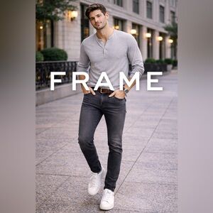 Frame Denim Men's Skinny Jeans - Washed Black